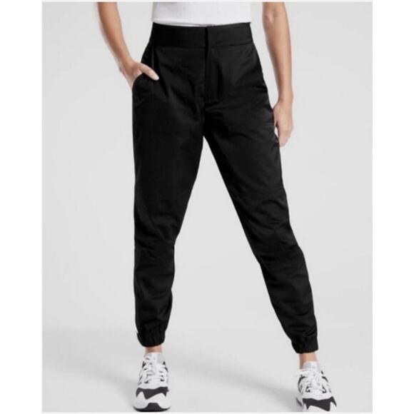 Athleta Radiant Jogger Black Shiny Pants Size 4 Tapered Pant Professional (27") - Picture 1 of 12